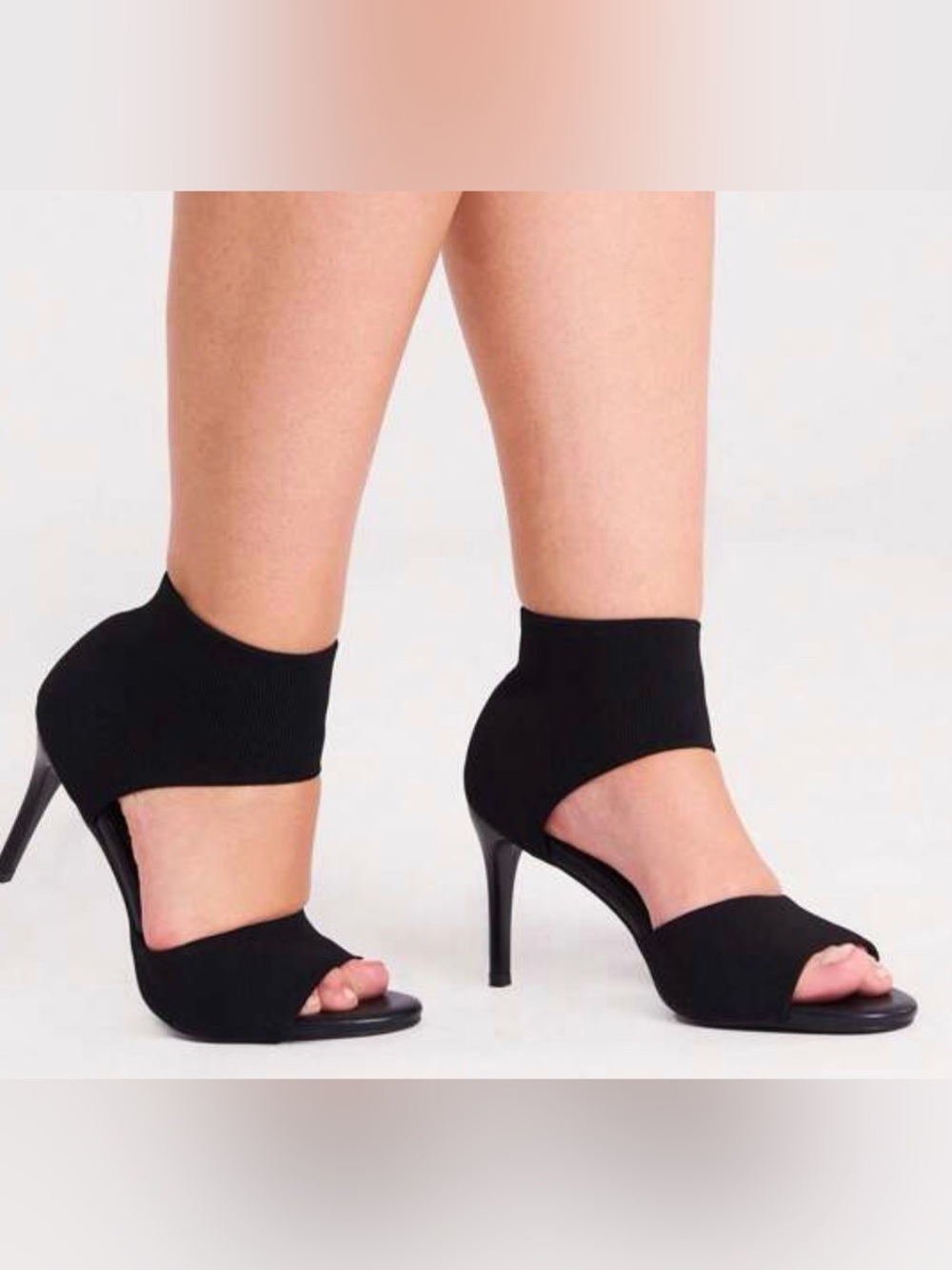 New Bella Black Open-Toe Ankle-Cuff Heels - Women's Fashion Pumps size 7 NWT